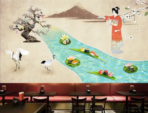 Tzxztt Sushi Kuki Tsuru Papel Pintado Moderno 3d Seda En Relieve Tonos Neutros Material Ideal Para SalóN Dormitorio-150cm×105cm