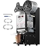 VEVOR Cup Sealing Machine, Full Automatic Cup Sealer Machine for Electric Tea Sealer with Digital Control LCD Panel for Bubble Milk Tea Coffee, 500-650 Cups/H,180 mm Tall & 90/95 mm Cup, Black