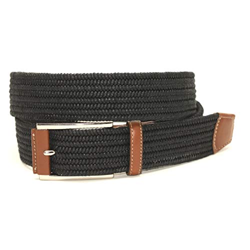 Torino 65509 Italian Mini Strand Woven Stretch Belt Black 35MM