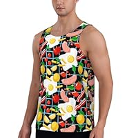 Matériau de qualité : fabriqué à partir de tissu piqué de qualité supérieure (100 % polyester), ces débardeurs citron, tomates et saucisses pour homme sèchent rapidement, résistent au rétrécissement et à la décoloration ; le matériau respirant vous g...