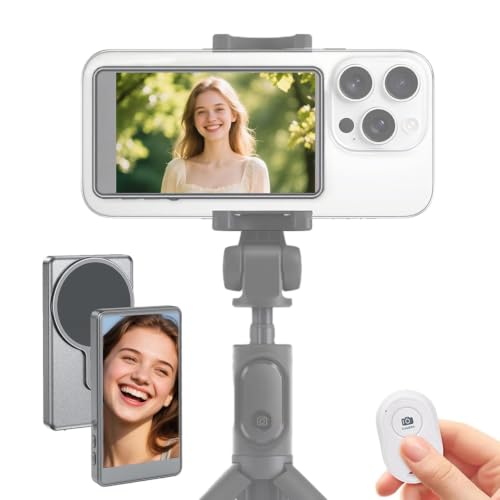 Image of Upgraded 2026 Phone Vlog Selfie Monitor Screen, Portable Back Camera Monitor with Magnetic Connection, Low Latency for Selfie Vlog Live Stream, Compatible with iPhone & Android, White