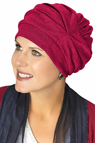 Headcovers Unlimited Trinity Turban-Caps for Women with Chemo Cancer Hair Loss Cabernet - Thumbnail 2