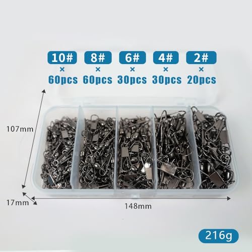 Set 200 piezas giratorios de acero inoxidable para pesca miniatura 5