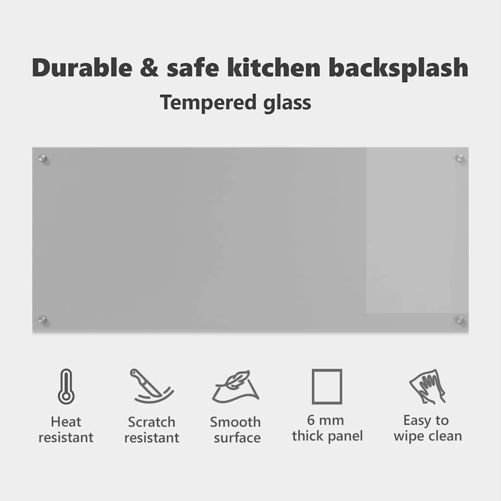 vidaXL Przód kuchenny Jasnoszary 120 x 50 x 0,6 cm szkło hartowane, Nowoczesny backsplash do kuchni, wytrzymała, odporna na ciepło osłona, minimalistyczna panel ochronny