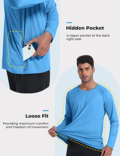 Desol UPF 50+ Rash Guard for Men with Pocket Swim Shirts, Quick Dry Long Sleeve UV Protection Fishing Surfing Beach T-Shirt3