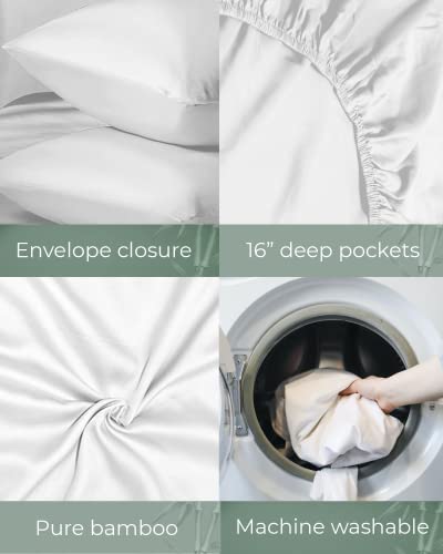 LINENWALAS Flat Sheet Only, Rayon Derived from Bamboo Top Sheet, Hotel Luxury Silk Sheets for King Size Bed, Stain & Fade Resistant Cooling Bed Sheets (King, White) - Image 7