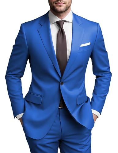 SHUZHXLZANGY Men Royal Blue Suits Regular Fit Formal Jacket and