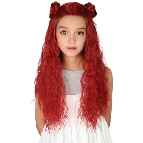Topcosplay Long Curly Red Wig with Buns Cover