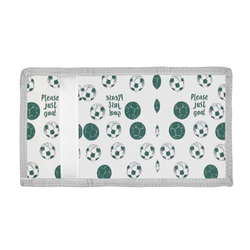 ALAZA Kids Wallets for Boys Girls Toddler Trifold Wallet Children Small Green Football White with Zipper Coin Pocket2