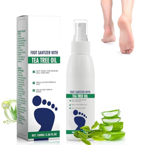 Antifungal Foot Spray, 100ml Athletes Foot Spray, Feet Fungal Treatment, Anti Fungal Feet Sanitizers spray with Tea Tree Oil, Odour Control and Cracked Heel Repair, 98% Natural Formula for Men, Women