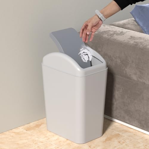 Caneca de basura pequeña plástica 4.5 gal, tapa basculante, pack 2 miniatura 7