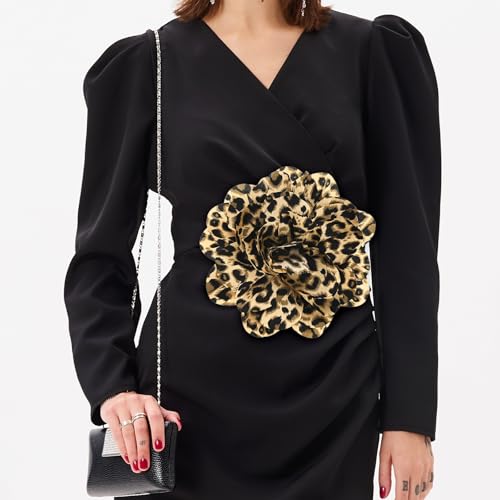 Image of M METERXITY Extra Large Rose Flower Brooches, Lapel Pins Dainty Satin Fabric Big Camellia Oversized Brooch Pin