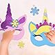 LAMEK 6 Einhorn Masken Bastelsets für Kinder Kreative Kunsthandwerk DIY Bastelhandwerk mit 6 Moosgummi Schablonen Strasssteine Kreativsets zum Basteln für Geburstag Weihnachten