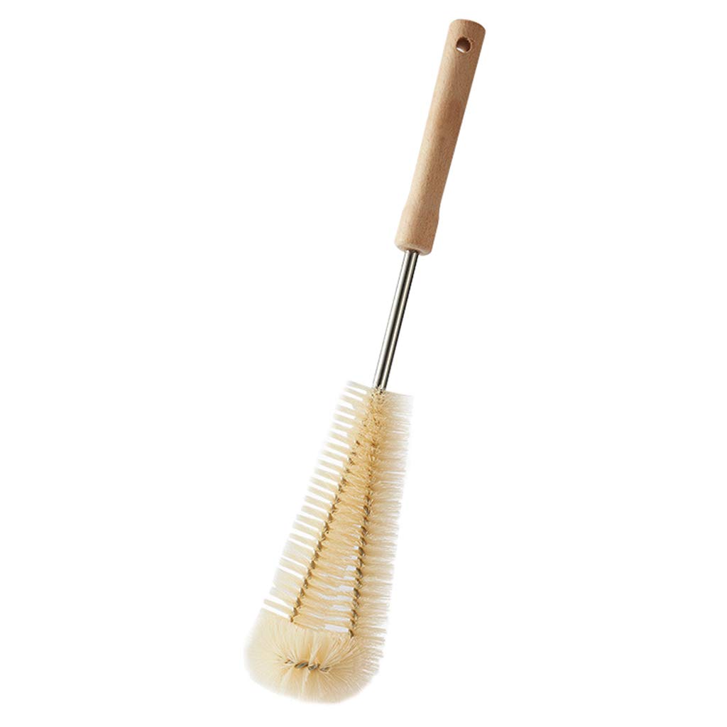 Brosse à biberon, Brosse de Nettoyage de Cuisine en Forme de L café thé Tasse en Verre bébé biberon Brosse à Suspendre poignée en Bois nettoyant-Style A