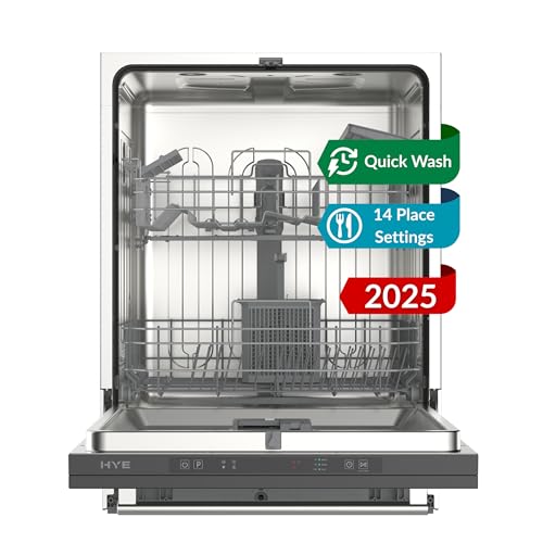 HYE Fully Integrated Dishwasher 60cm – Built In Dishwasher, 14 Place Settings, Quick Wash 29 Mins, 49dB Quiet Operation, Energy Rated E, Silver - DW01B14PS19 - Image 2