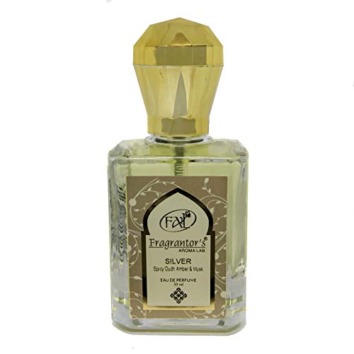 Image of Fragrantor's Eau De Perfume Spray (Silver) Spicy Oudh Amber & Musk For Unisex, 50ml