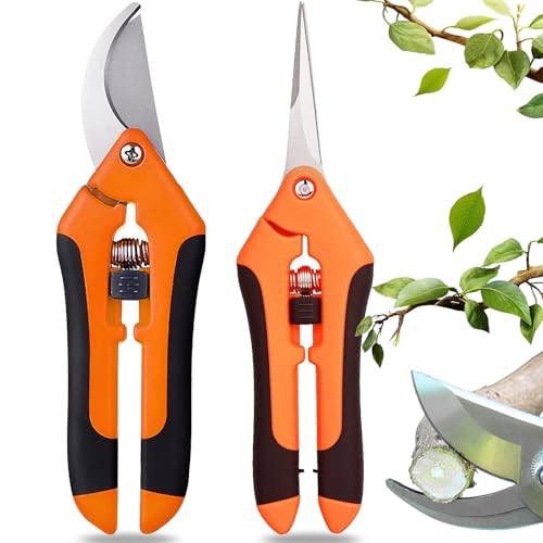 Tijeras Podar,2 Piezas Tijeras De Podar De Mano Acero Inoxidable Tijeras Poda Pequeñas Tijera Podar Antideslizantes Tijeras Jardineria para Podar Jardines,Arbustos,Cercas,Plantas de Jardín