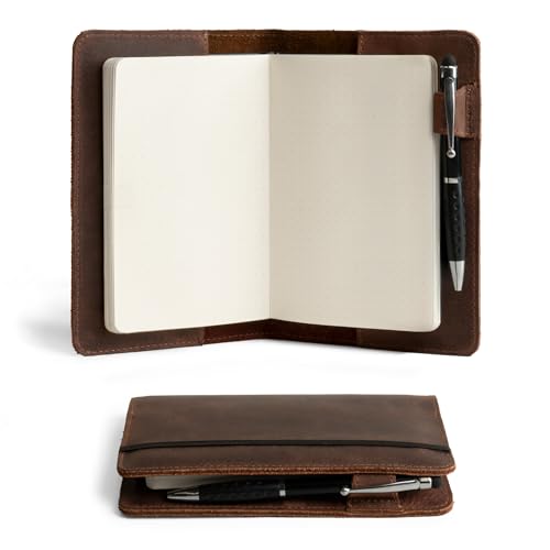 Couverture rustique pour carnet A6 cuir fait main protège-cahier rigide marron Hide & Drink