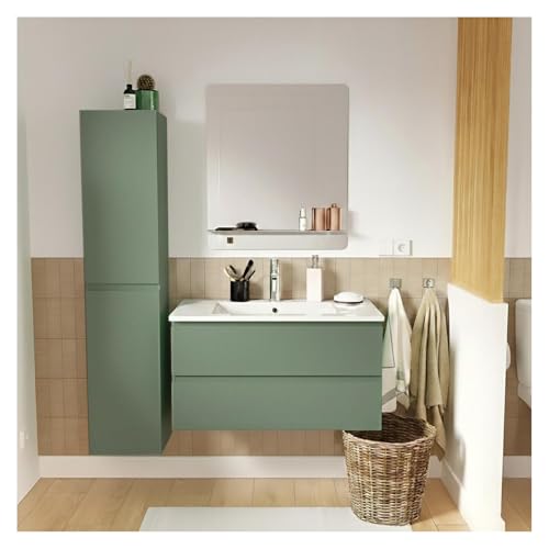 MOB-IN Ensemble Meuble Vasque Sorrento 80cm avec Robinet, Miroir et Colonne