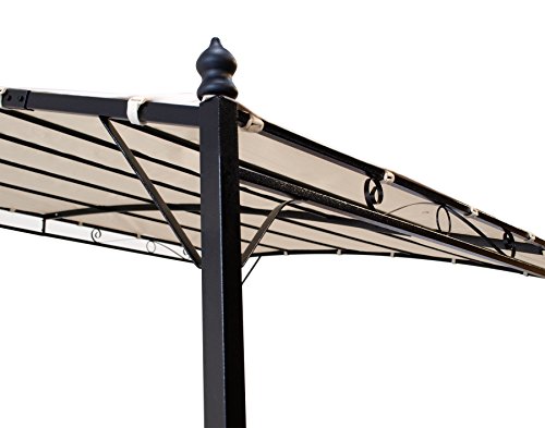 DEGAMO Anbaupavillon Mantova 300x250cm, Stahlgestell schwarz + Dach wasserdicht Ecru