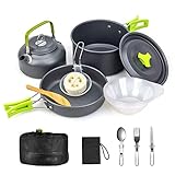 MLCTECH Camping Cooking Set,Outdoor Cookware Stainless Steel Plate Cups,Camp Equipment Hiking Gear...