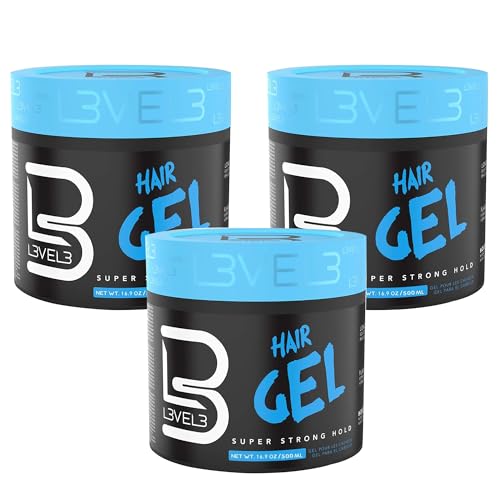 L3 - Hair Gel - Super Strong Hold - Flake Free - Long Lasting Shine - For Men and Women - Level 3 Gel - Add Volume and Texture - 16.9 Ounce