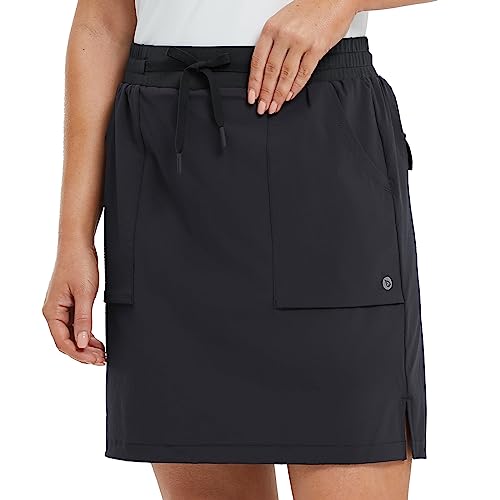 BALEAF Saia feminina de golfe Skort 45,72 cm na altura do joelho com bolsos de motociclista, cintura