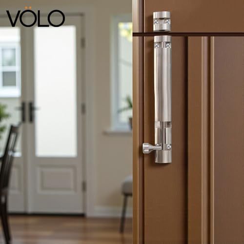 Image of VOLO Aluminium Tower Bolt with Stainless Steel Rod - Heavy Duty Door & Window Latch for Home and Office | Main Door Tower Bolt | Kundi /Chitakini | Pack of 2 Pieces (Silver, 8 Inch)
