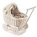 e-wicker24 LANDAU DE POUPÉE EN OSIER DESAYER AVEC LITERIE EN LIN, JOUETS EN OSIER, JOUETS NATURELS POUR ENFANTS