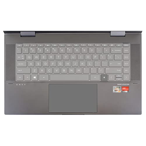 MiNGFi Silicone Clavier Coque de Protection / Couverture pour HP 2020 2021 Envy x360 Fingerprint Reader 13" 13-ba/ay/BD 14" 14-EB 15" 15-EU/ES/EP - Transparent Cover