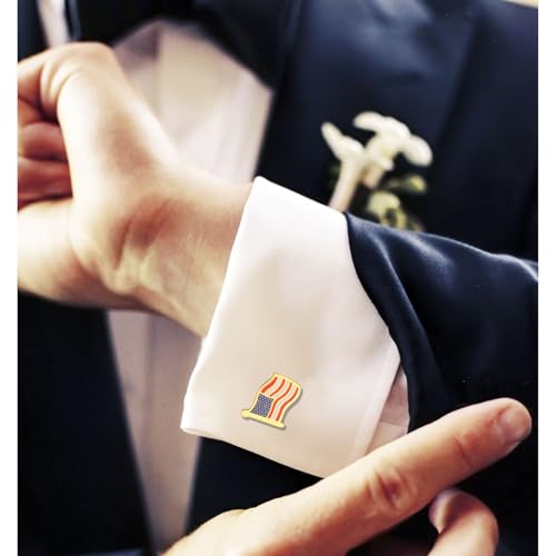 Mancuernillas para hombre bandera americana en acero inoxidable miniatura 2