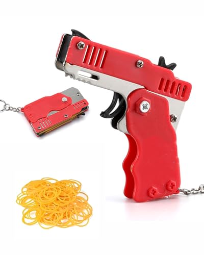 MenYiYDS Mini pistolet à bande de caoutchouc pliable, 60 bandes en caoutchouc portables, jouet sûr pour enfants, jeu de tir portable, activités intérieures...