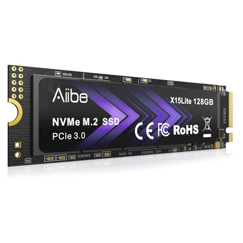 Aiibe 128GB NVMe M.2 SSD �����\���b�h�X�e�[�g�h���C�u NVMe PCIe 3.0 128GB SSD �ǂݎ�葬�x �ő�1,100MB/�b �m�[�g�p�\�R���p