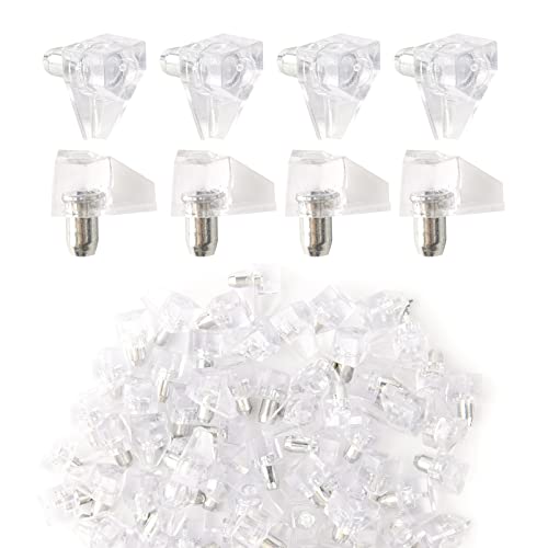 FRUHLING 80 Pièces Transparent Taquet Etagere 5mm Cheville de Support d'Etagère Goujons de Support d'étagère Taquets Goupille de Support pour Tablette Meuble Armoire Verre Bibliothèque Cover