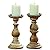 WHW Whole House Worlds Rustic Stockbridge Candle Holders, Set of 2, Rounded Turned Columns, Sustainable Wood, Distressed with Vintage Style White Wash, 9 H x 4 D Inches