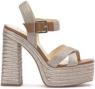 Jessica Simpson Women's Brycen Platform High Heel Sandal Wedge, Platino, 8.5 | Image 5