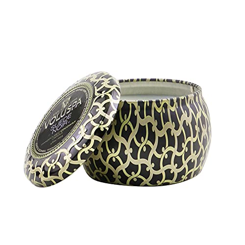 Voluspa Mini vela de lata – Suede Noir 113 g/4 oz