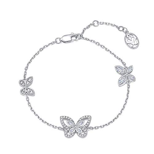 Sismiurra Butterfly Bracelets For Women 18K White Gold Plated Chain Crystal Link Bracelets Birthday Charm Jewelry Gifts For Teen Girls #TOP22