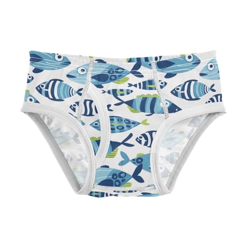 Funny Blue Striped Fishes Boys' Underwear 100% Cotton Boys' Briefs Soft Toddler Underwear