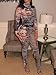 Uni Clau Sexy Two Piece Outfits for Women See Through Mesh Stripe Print Long Sleeve Crop Top Pants Set Club Outfits