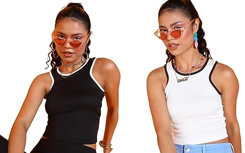 Image of POPWINGS Casual Solid Round-Neck Sleeveless Summer Wear Tank Tops Combo for Women