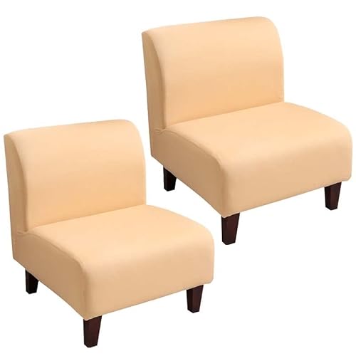 AQIGR Armless Accent Chair Cover Stretch Armless Slipper Chair Slipcover Soft Spandex/Velvet Fabric Armless Chair Cover Slipcover Furniture Protector for Living Room Hotel (Color : #27, Size : 2PCS)