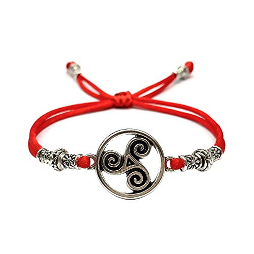 Bracelet à personnaliser Triskele Triskelion Triple spirale Celtics noeud infini enigme Viking Wicca Breton Triskel Celte Perles tibétaines. Cordon satin; Handmade