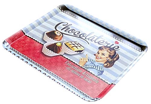 Plateau de service rectangulaire chocolat Lashuma 50x37 cm en mélamine