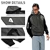 Wirltte Men's Hoodie Pullover Long Sleeve Hooded Sweatshirt Patchwork Top Work Hoodies with Kangaroo Pocket Black XXL #4