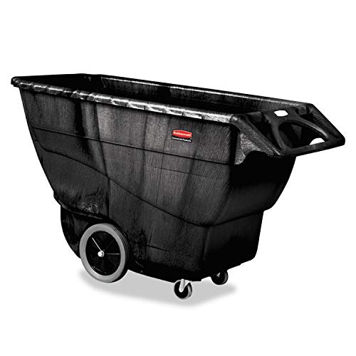 Rubbermaid Commercial Products Tilt Dump Truck, 1 Cubic Yard, 2100 lb Capacity, Black, Heavy Load Capacity with Wheels, Trash Recycling Cart for Office/Warehouse/Facility Management