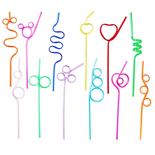 24 Pcs Silly Crazy Straws for Kids Reusable...