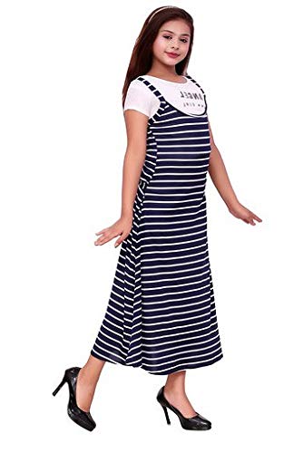 Oriex Girl's Inner A-Line Midi Dress with Top - Blue, 14-15Years 2