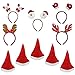 Moji Pack de 5 Sombreros de Navidad con 5 Diademas, Sombreros de Navidad Unisex Papa Noel con Diademas de Navidad HeadBoppers, Clásicos Sombreros tematicos de Navidad, Año Nuevo, Festivo y Fiestas.