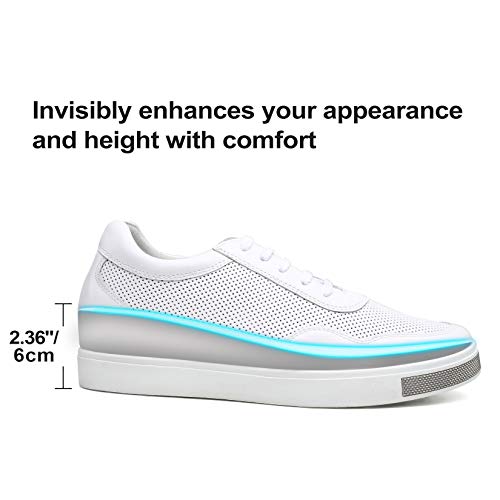 CHAMARIPA Men's Invisible Height Increasing Elevator Shoes Lace-Up Fashion Casual Comfortable Sneakers Genuine Leather Lifting Shoes That Make You 2.36/2.76 Inches Taller Handcrafted2